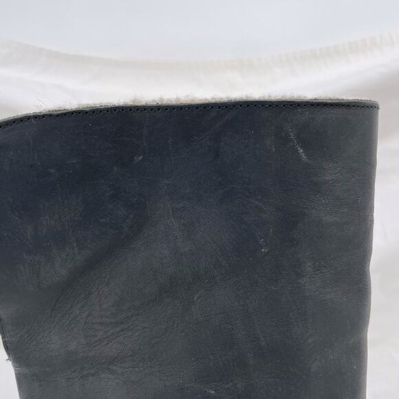 Freebird By Steven Denmark Boots Tall Black Leather Sheep Fur Lined Cozy Size 7 - Picture 12 of 16